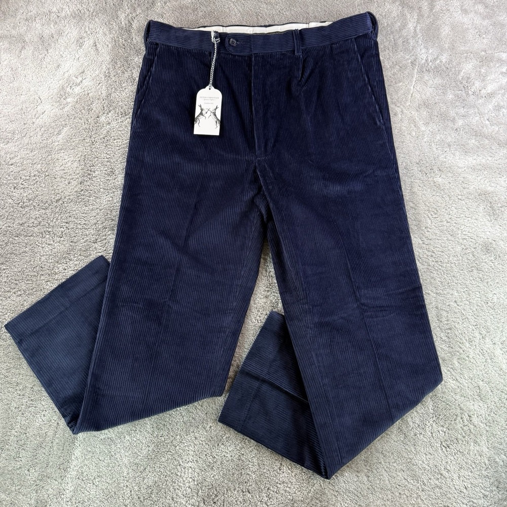 Vtg. Peter Christian Men's Size 36 Corduroy Pants Dk. Blue Y2K 90s Deadstock NWT